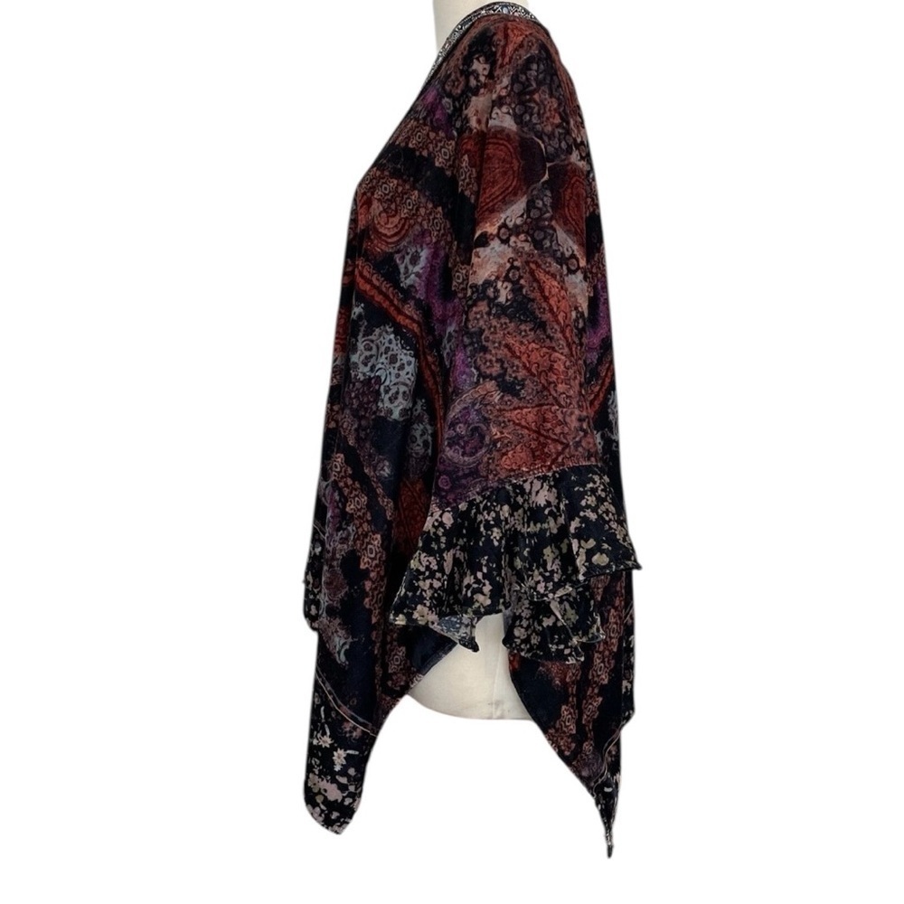 Soft Surroundings Velvet Kimono Topper Open Cardigan One Size Paisley Printed - Picture 6 of 16